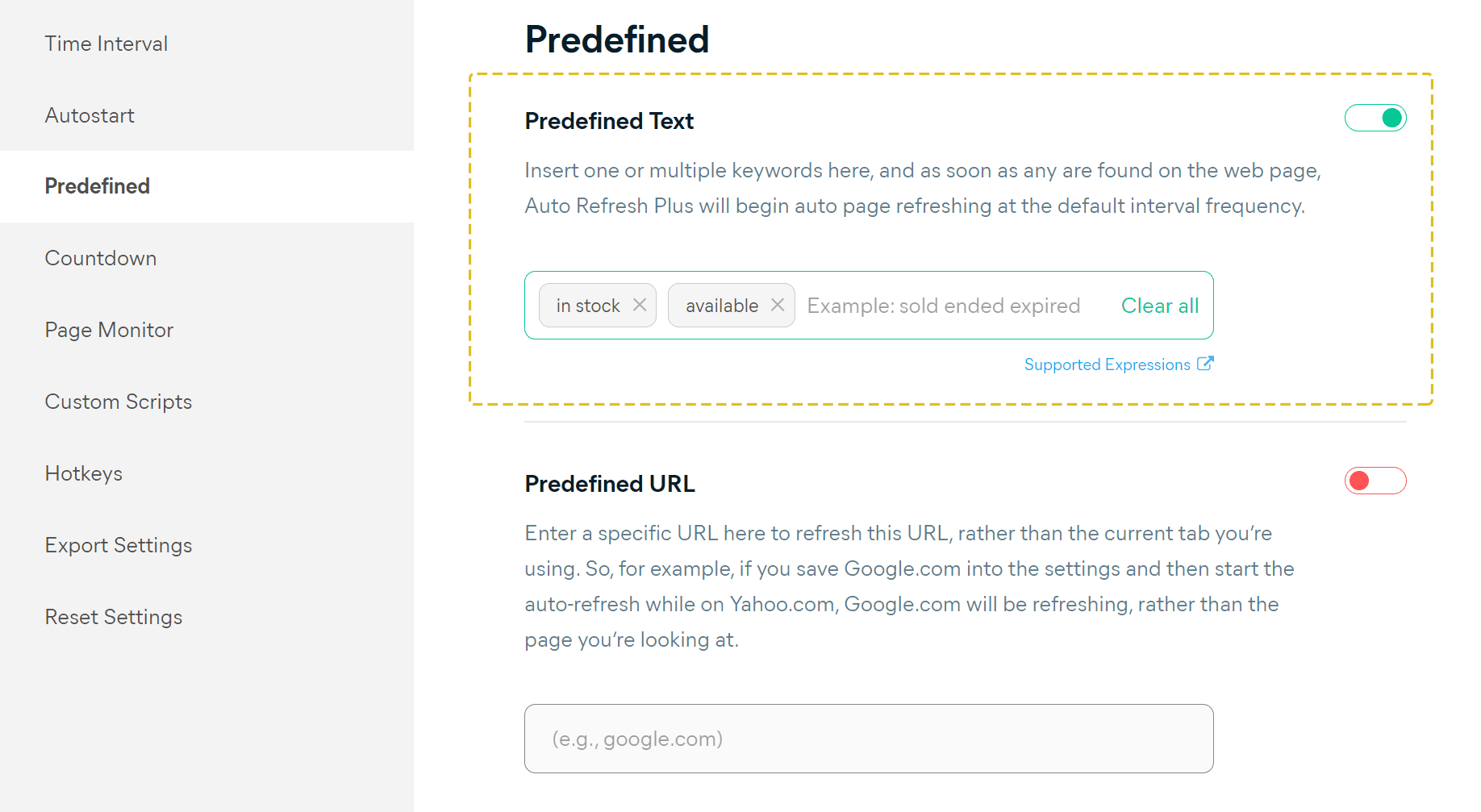 Refresh Predefined Text Keywords